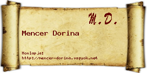 Mencer Dorina névjegykártya